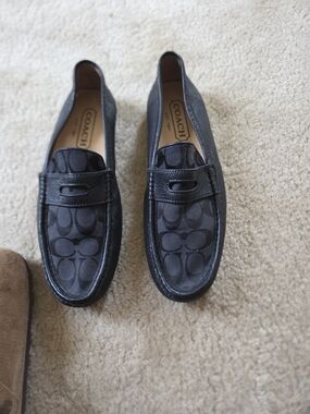 Coach Men’s Black Signature Penny Boat Shoes